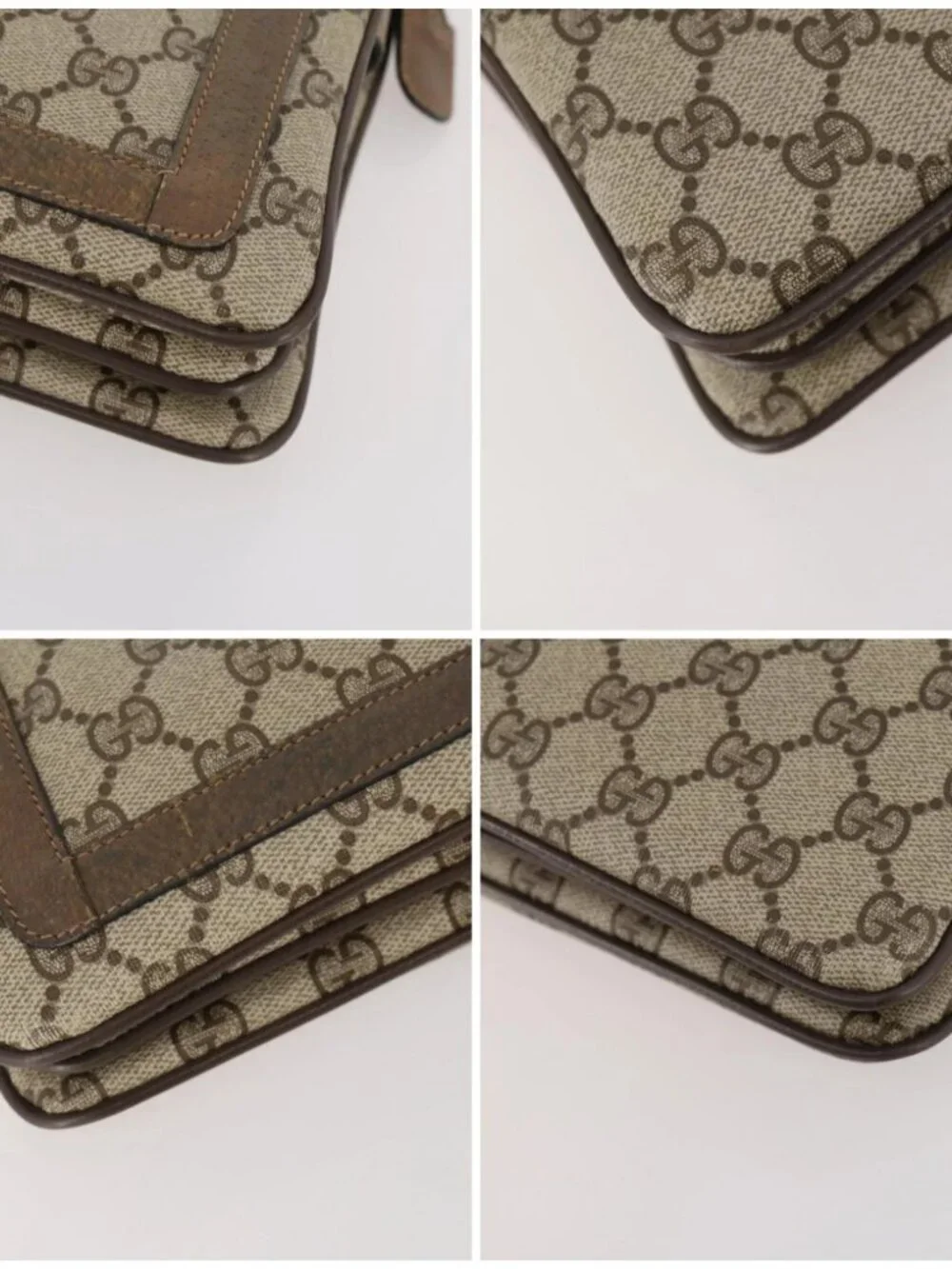 GUCCI GG Supreme Web Sherry Line Bag PVC Beige Gold 14 02 013 Auth INZ070